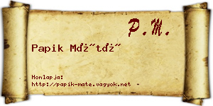 Papik Máté névjegykártya